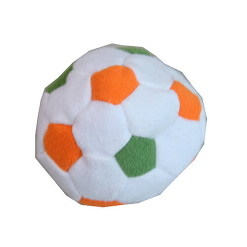 Colorful soccer footbag juggling