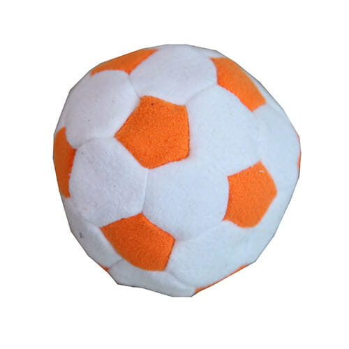 Colorful soccer footbag juggling