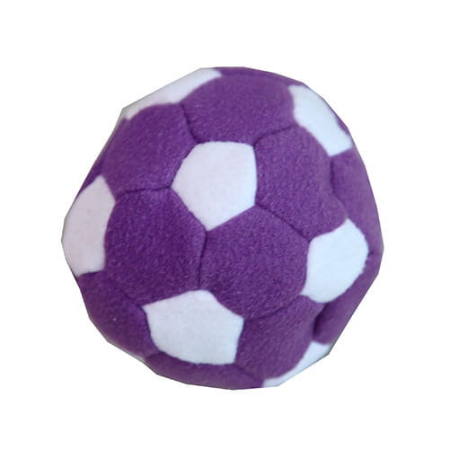 Colorful soccer footbag juggling