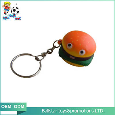 PU foam hamburger foam keychain