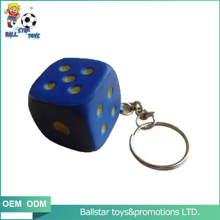 blue PU foam dice Keychain