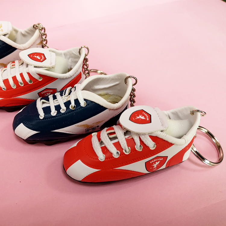 mini leather sport football shoe keychain